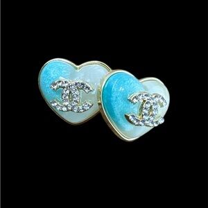 NIP! Fashion Heart Earrings Turquoise & White